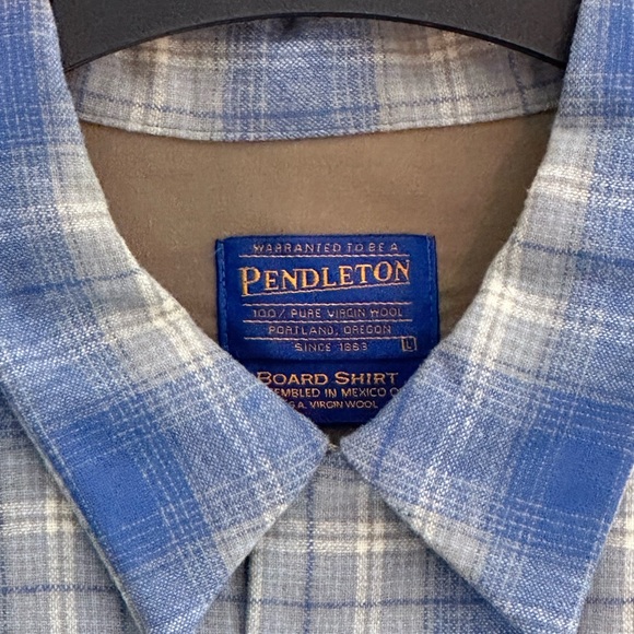 Pendleton board shirt, size large, regular blue, and white - Picture 5 of 6
